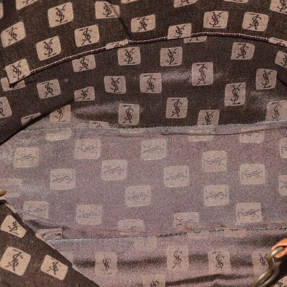 SAINT LAURENT Shoulder Bag Leather Brown Gold Auth SW1562 - Picture 10 of 16